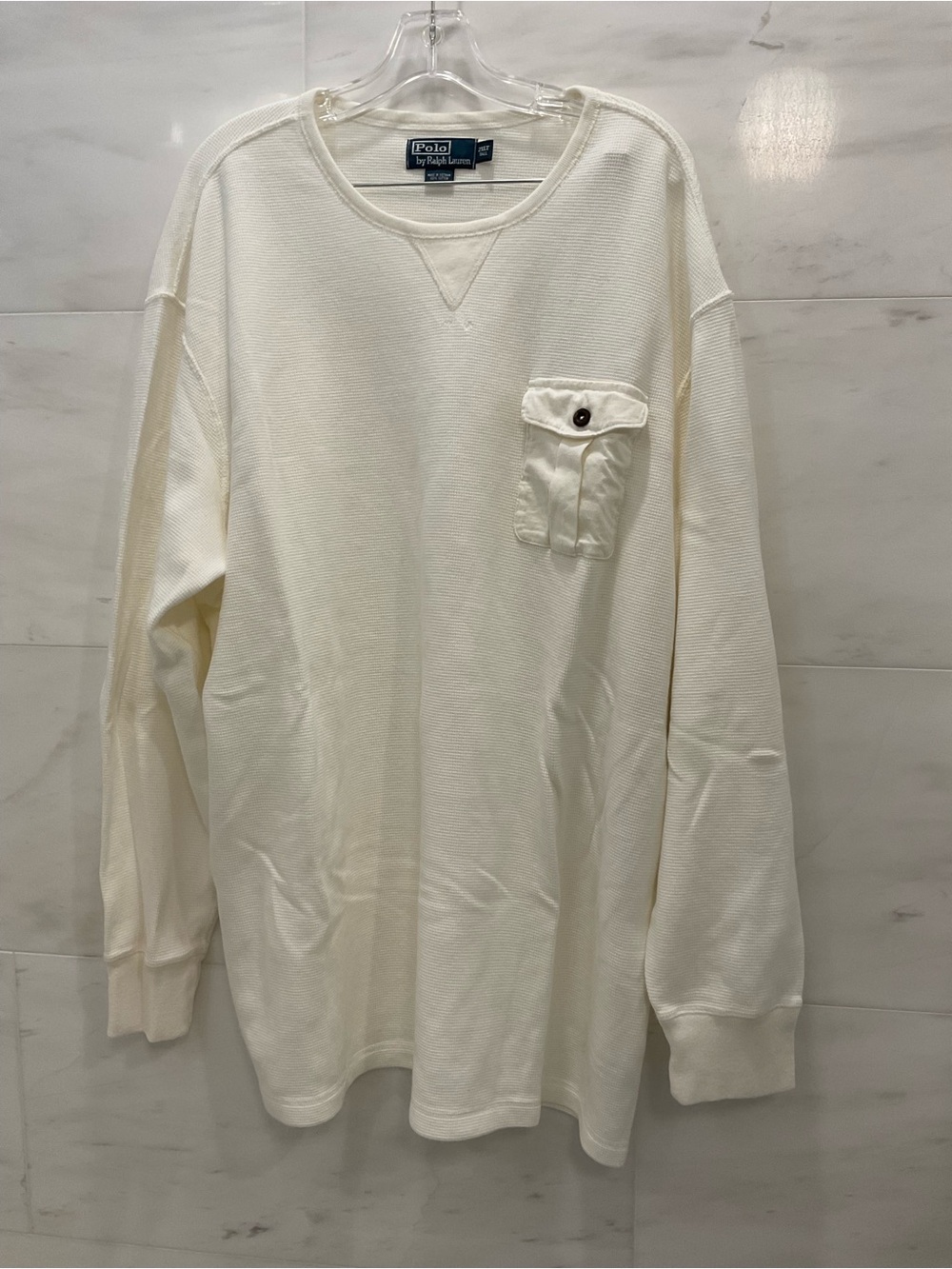 Polo Ralph Lauren Big & Tall Cream WAFFLE KNIT Crewneck Long Sleeve 2XLT W22